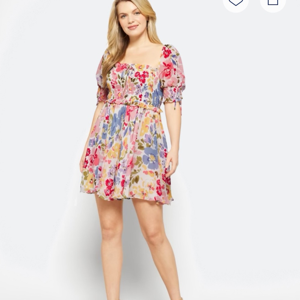 En Saison Pink and Blue Ruffled Tiered Mini Dress